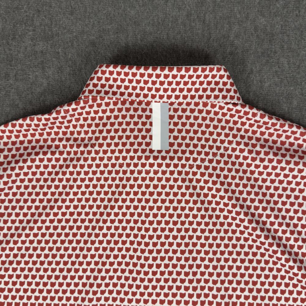 Rhoback Polo Shirt Mens Small Red Ohio AOP Golf Performance Stretch Jersey Knit - Picture 7 of 11